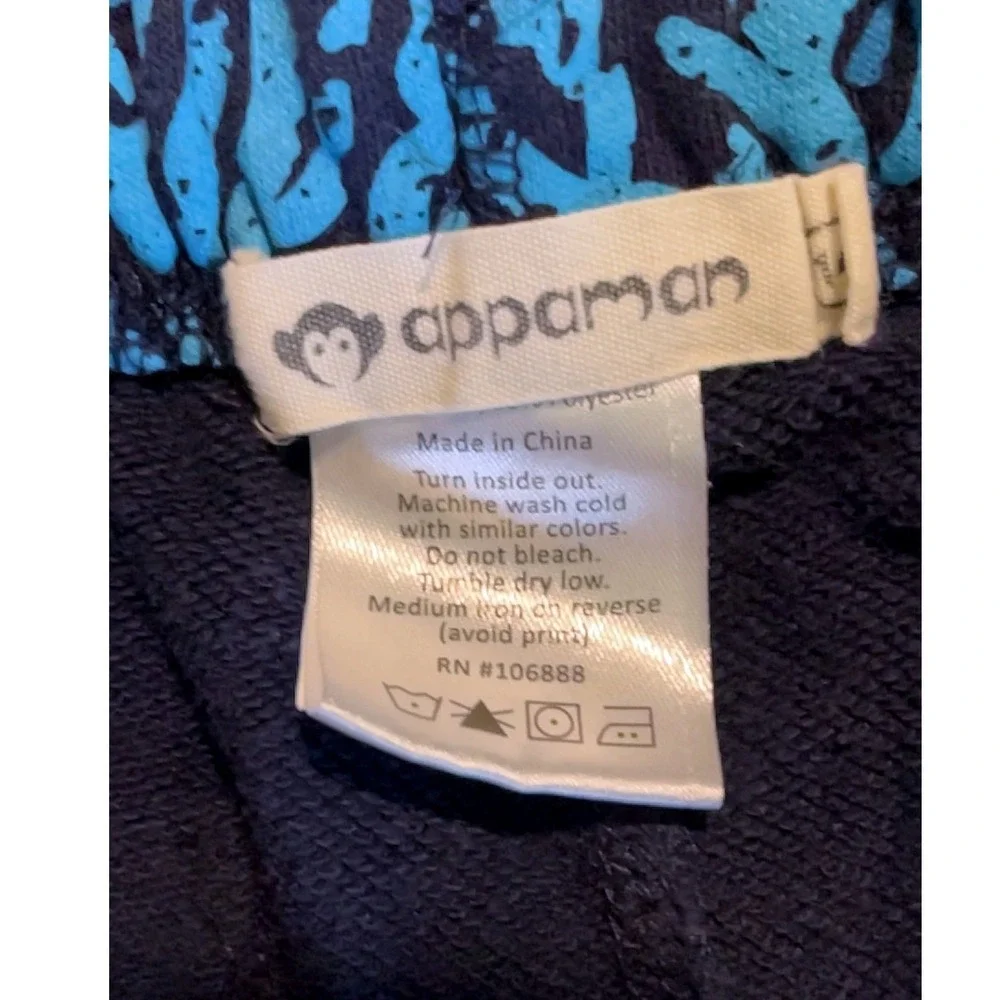 Appaman Boys Teal Coral Reef Print French‎ Terry Sweat Shorts Navy Blue Sz 14